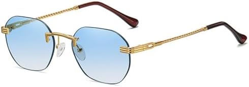 

Женские солнцезащитные очки без оправы из металла, модель 2027, солнцезащитные очки без оправы с градиентными линзами для мужчин, защита от ультрафиолета UV400 MTZJH, 07 Gold-blue