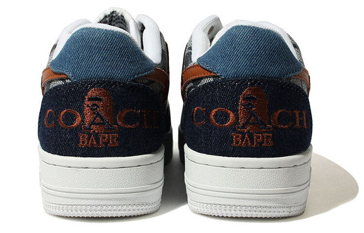 Coach X Bape Стильные женские кроссовки для скейтбординга с низким верхом, синие A Bathing Ape — фото 4
