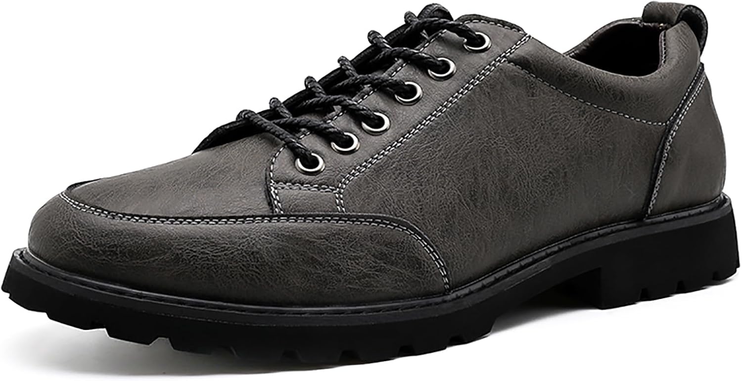 

Мужские кожаные повседневные кроссовки с ретро-дизайном, удобные, на шнуровке, с противоскользящей платформой, оксфорды для офиса, вождения и делового стиля Loveheynew, серый