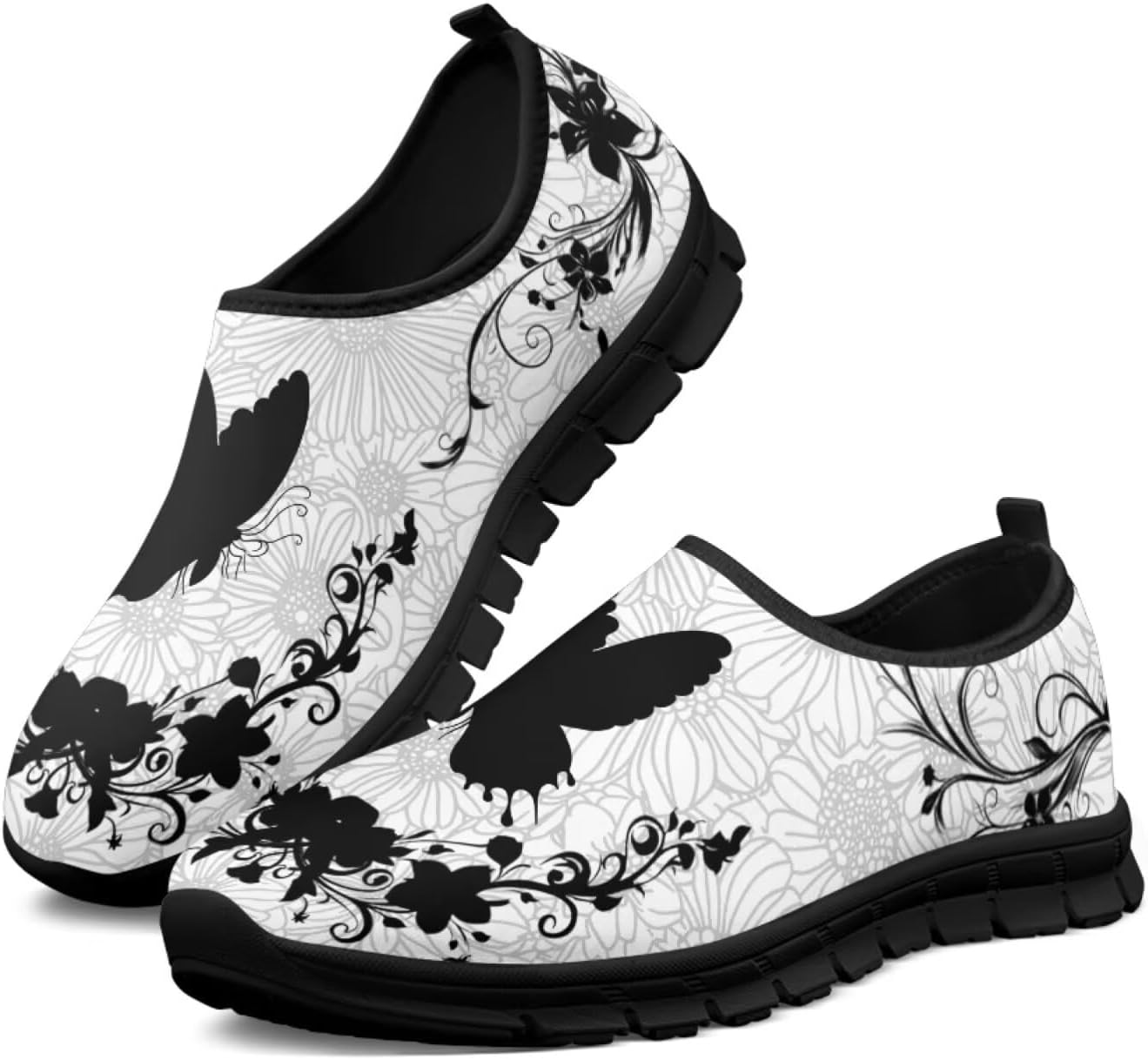 

Кожаные лоферы с принтом бабочки, стрекозы и пчелы, туфли и кроссовки для женщин и мужчин, подходящие для ходьбы и бега Ecaestolph, черный