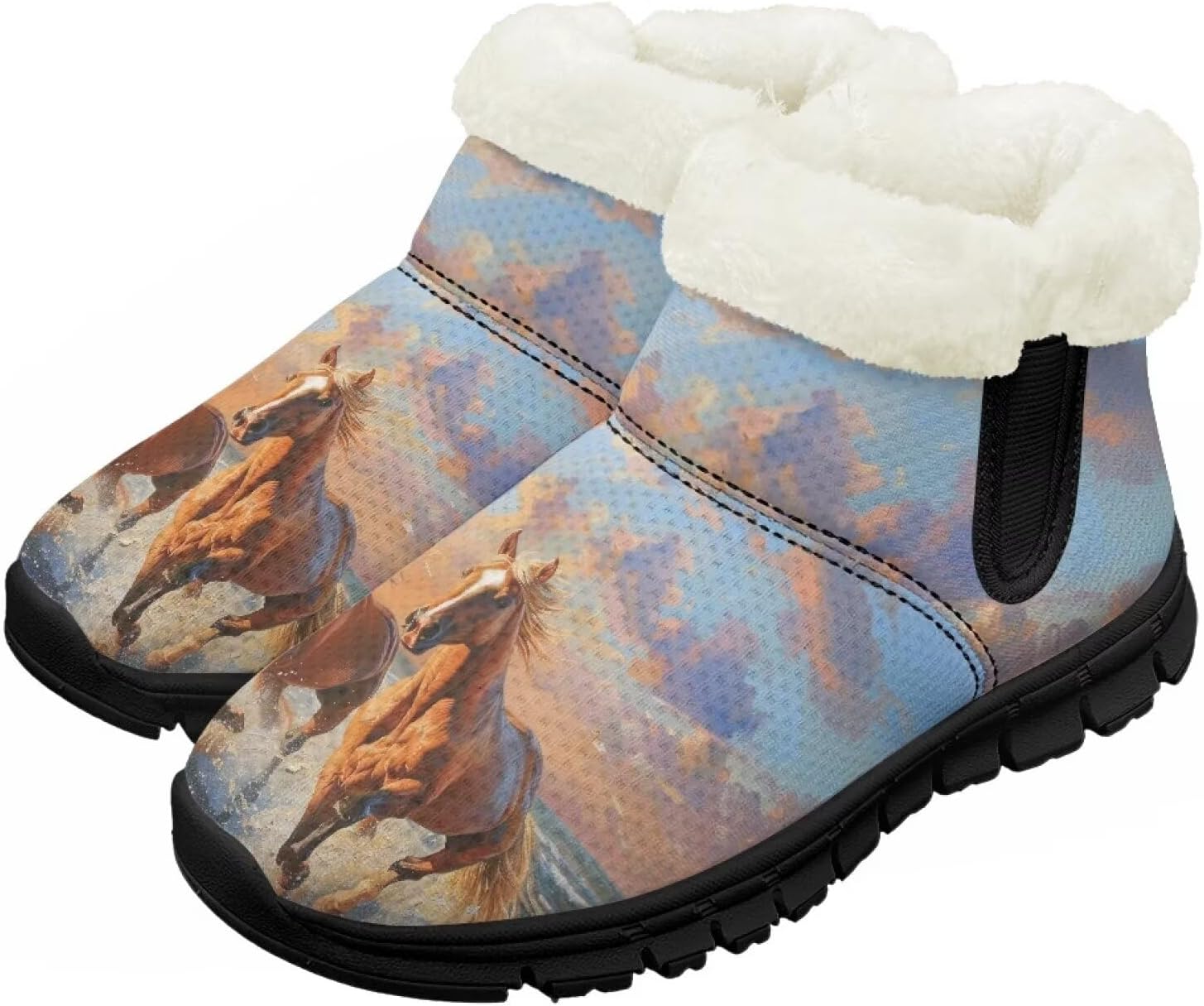 

Юношеские ботинки для мальчиков и девочек, зимние теплые ботинки, противоскользящие легкие уличные туфли для холодной погоды Chririnla, Seaside Horse