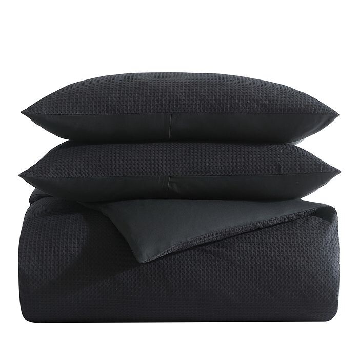 

Черный хлопковый комплект одеял Vera Wang Waffle Pique, размер Queen