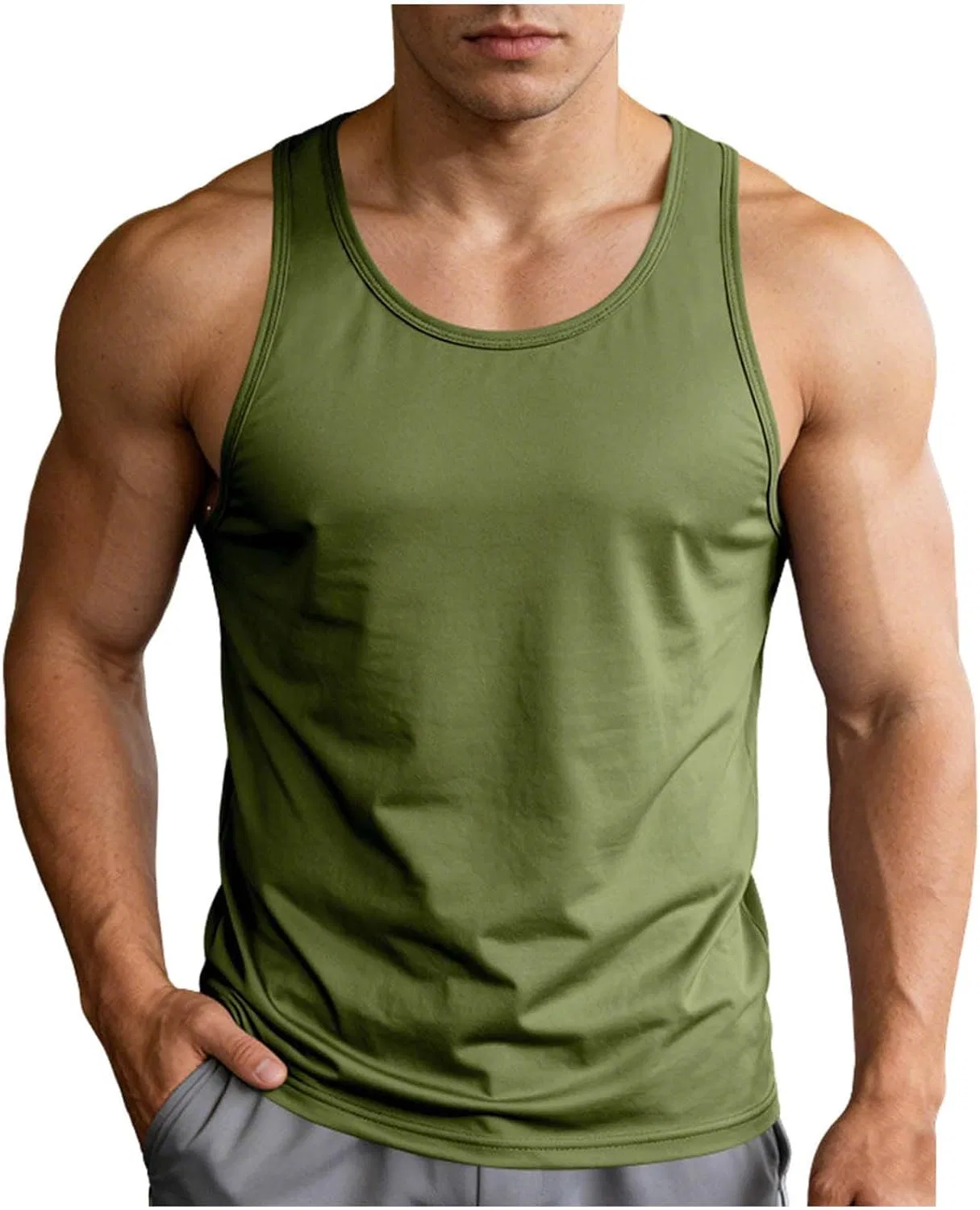 Мужской топ для тренировок, быстросохнущий, Athletic, A#01 Army Green