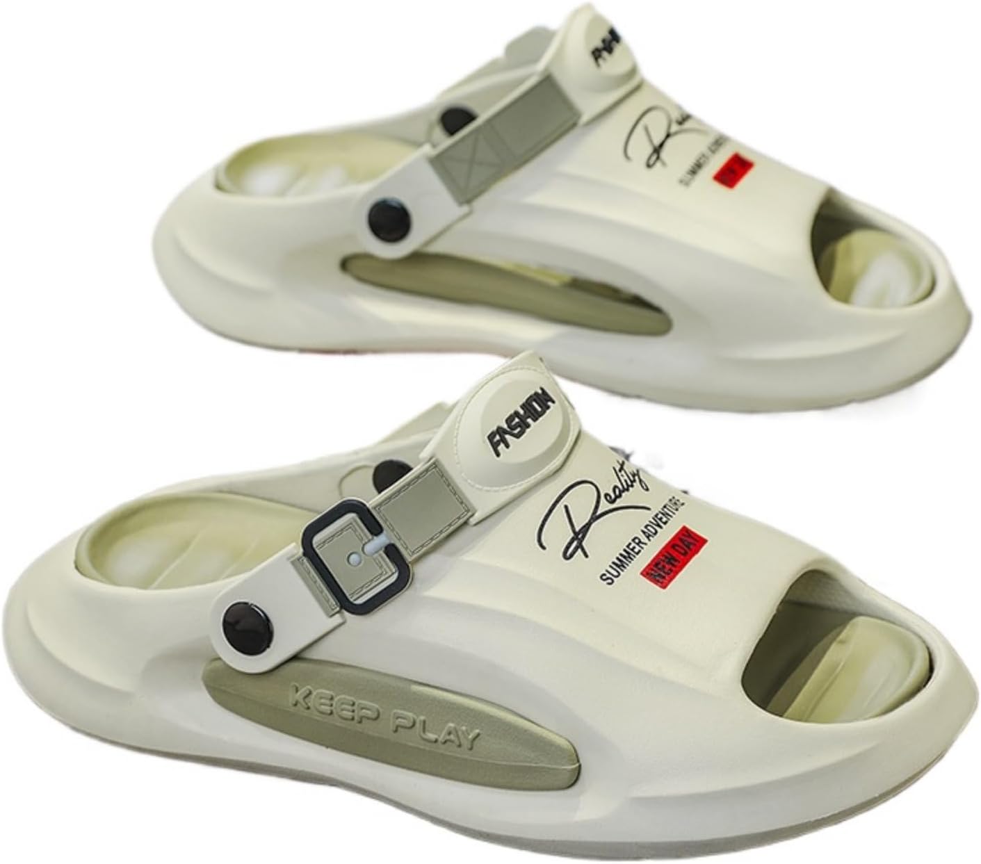 

Мужские нескользящие спортивные сандалии слайд из ЭВА, широкие размеры, для лета, пляжа и вождения Azttoztto, светло-зеленый