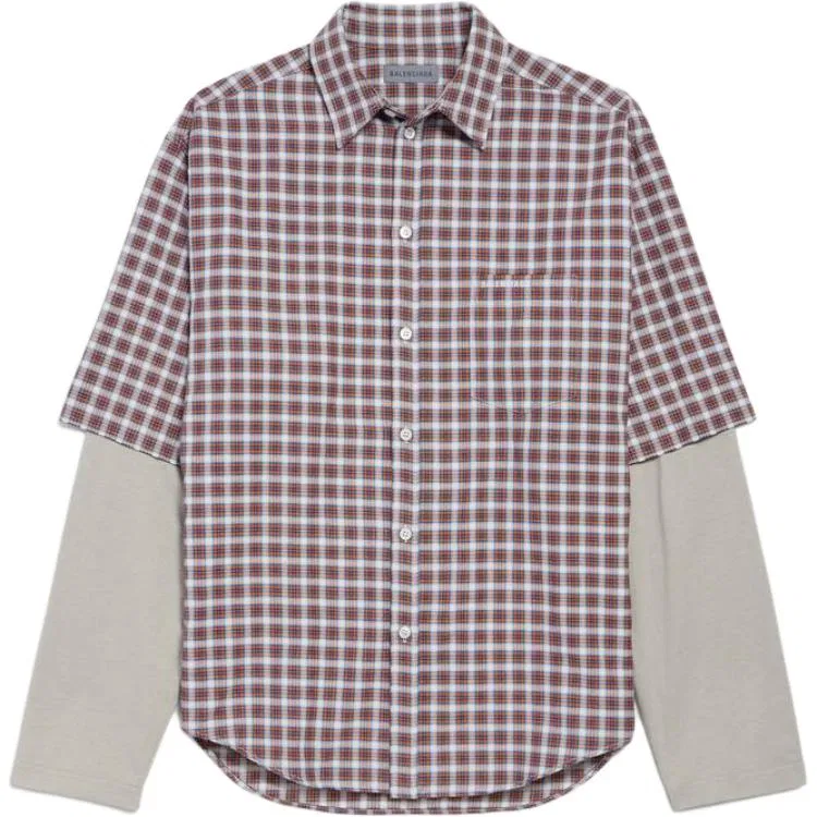 Рубашка слоеная checked Balenciaga, Red & Navy Blue