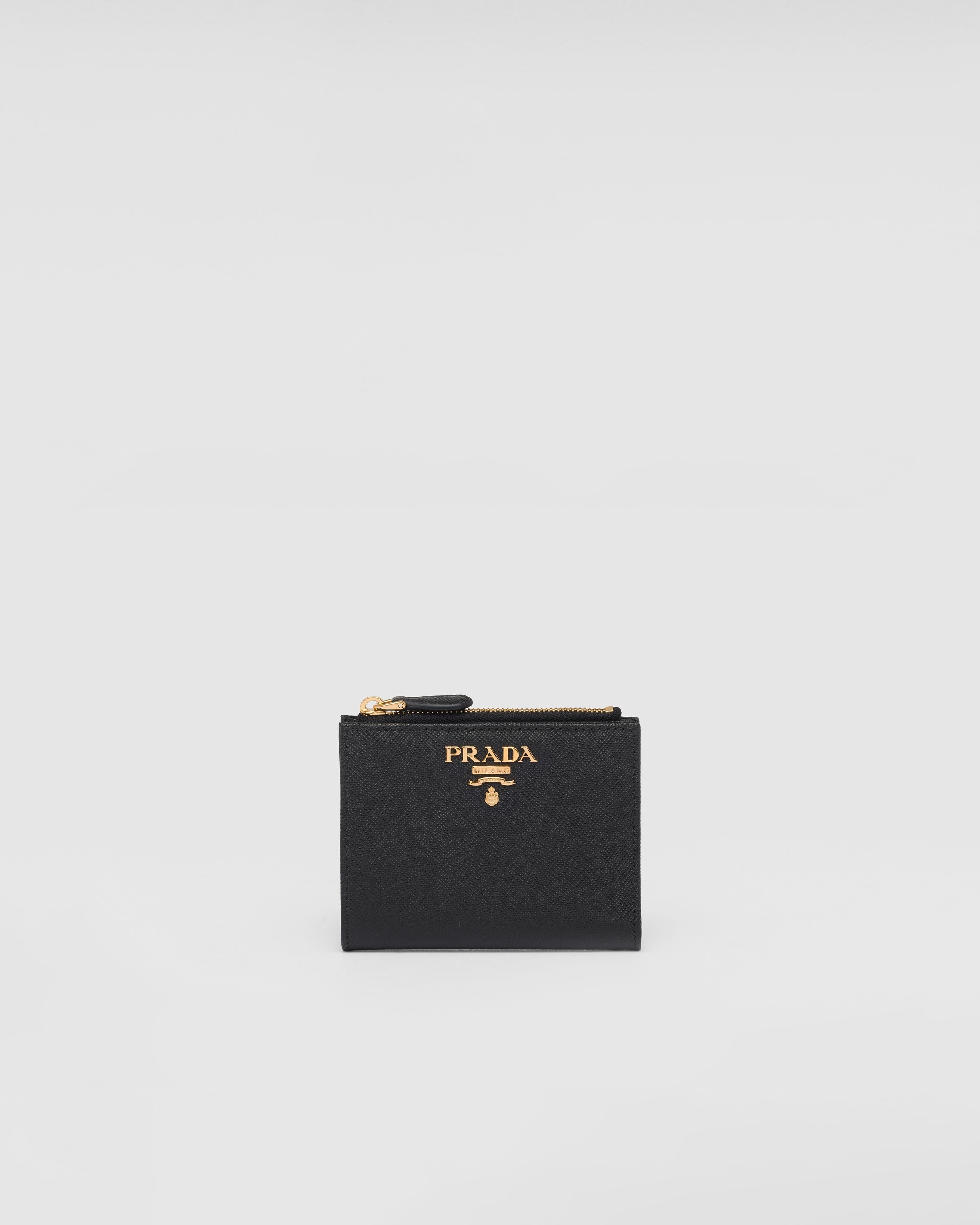 

Маленький кошелек из сафьяновой кожи Prada, черный/гибискус