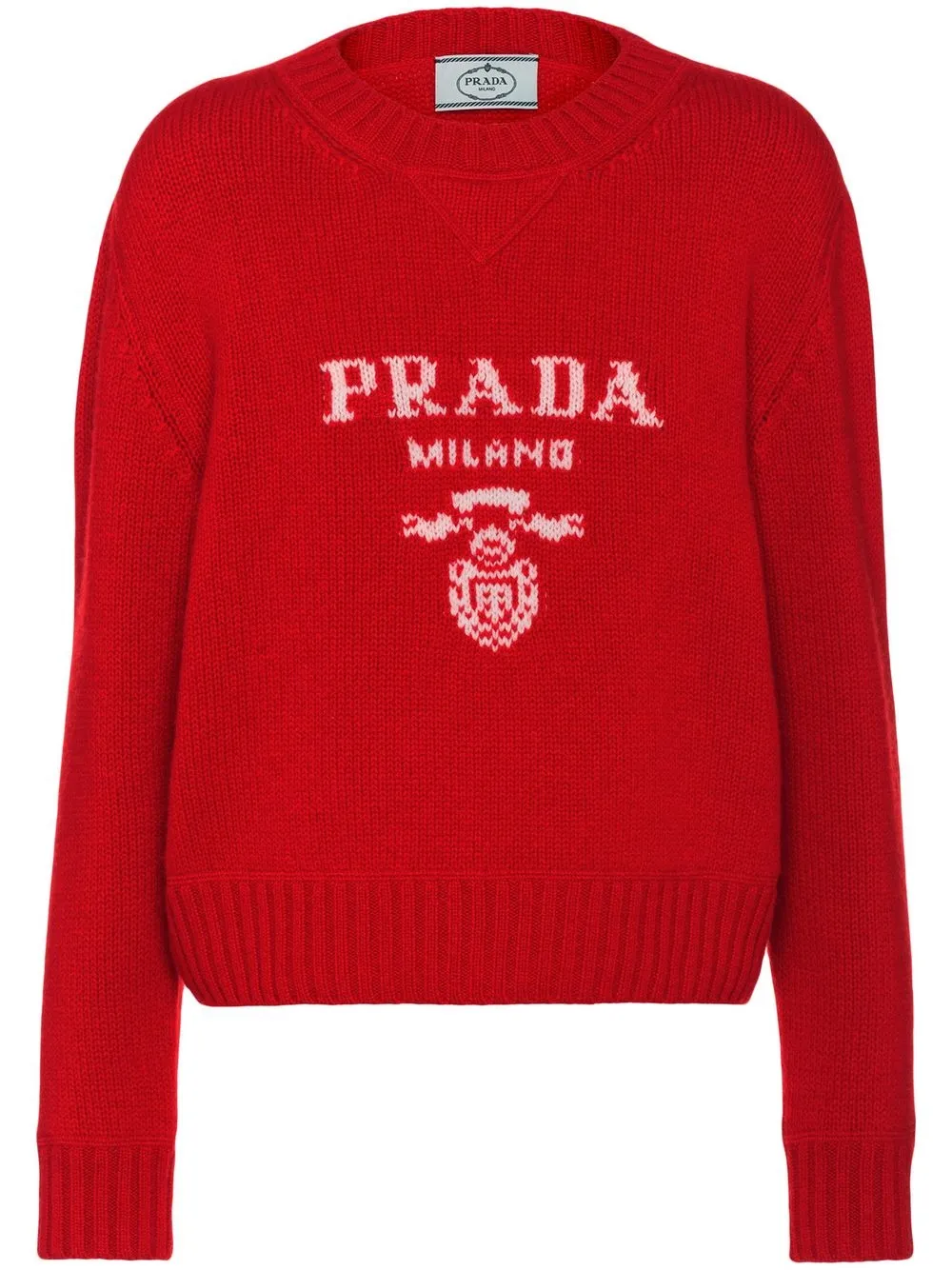 

Кашемировый джемпер с логотипом Prada, красный