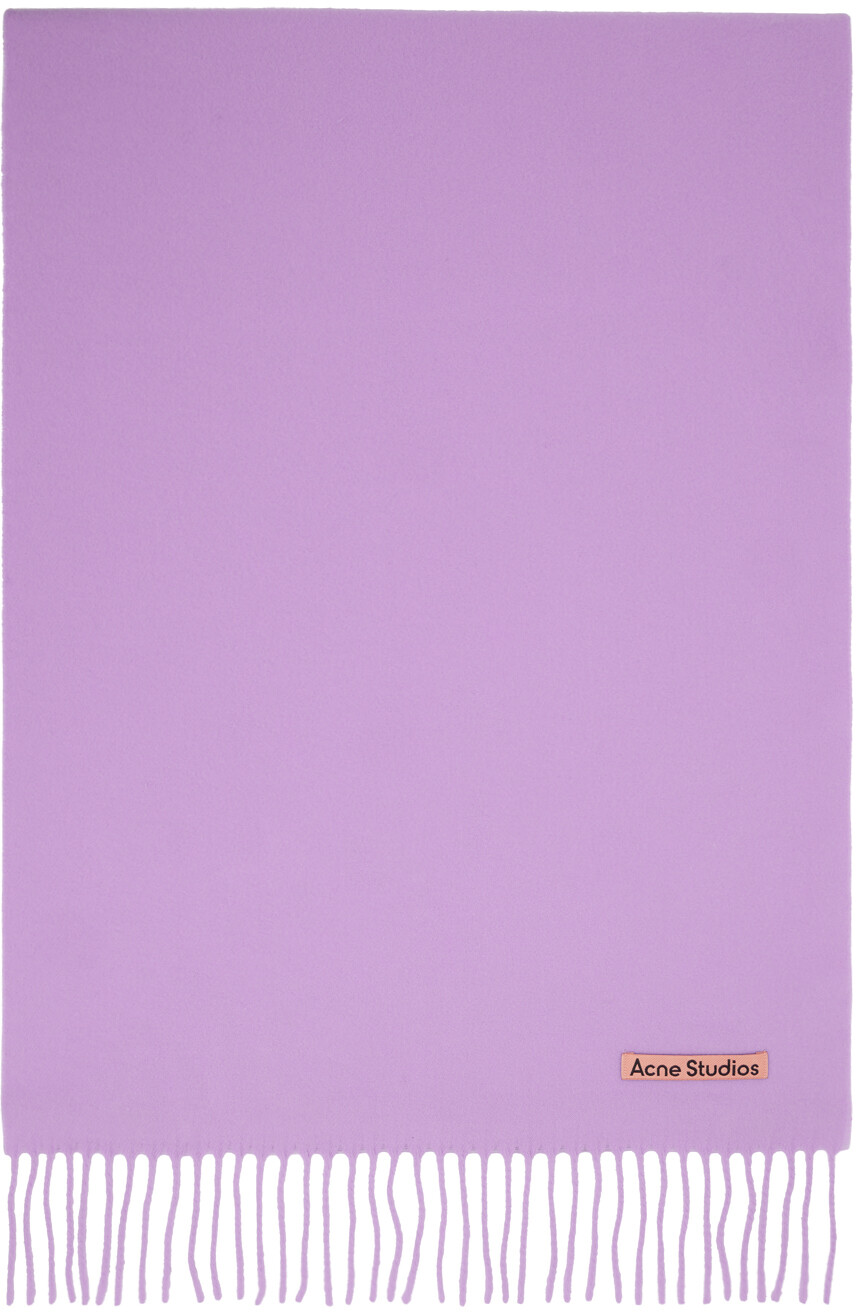 

Фиолетовый узкий шерстяной шарф с бахромой Acne Studios, Bright purple