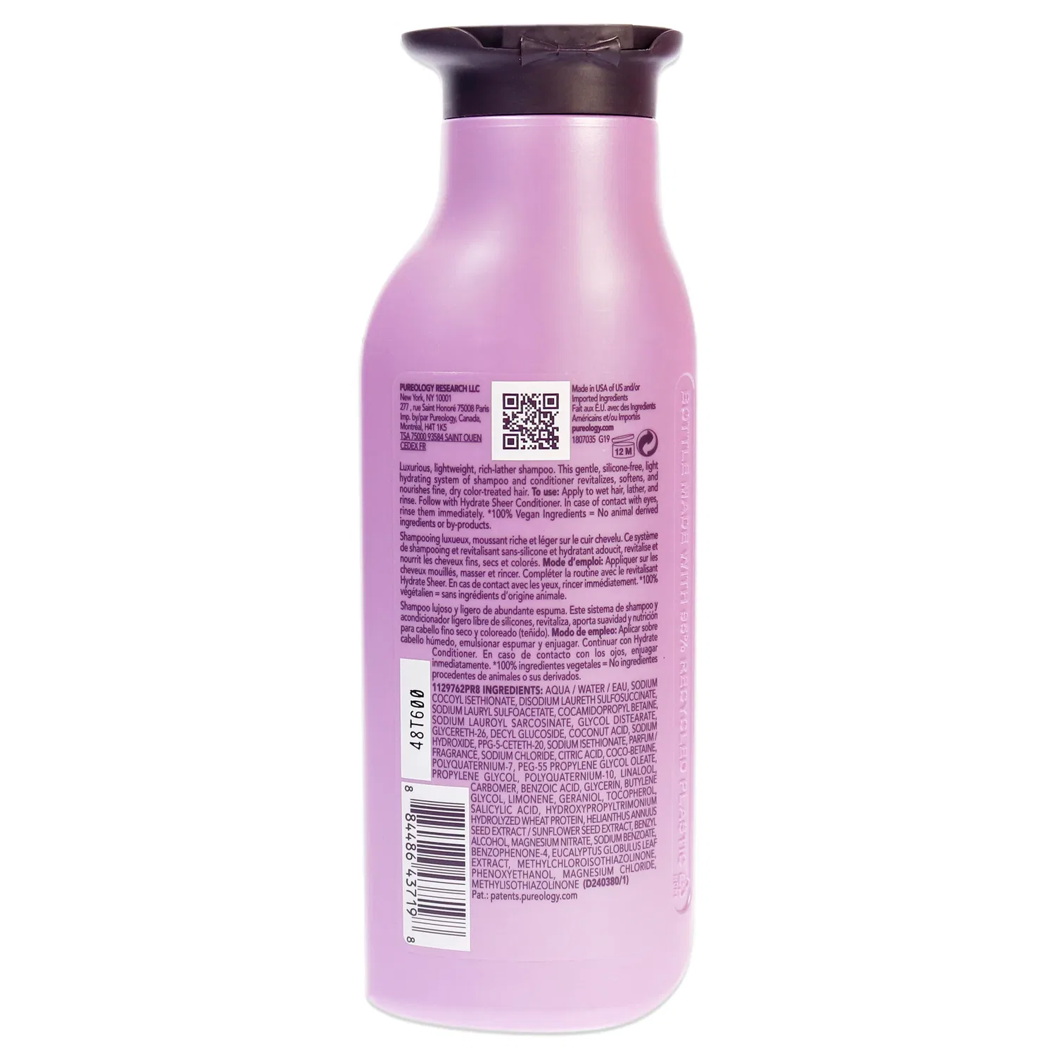 Увлажняющий шампунь Hydrate Sheer от Pureology для мужчин и женщин - 255 мл (9 унций), фиолетовый — фото 2