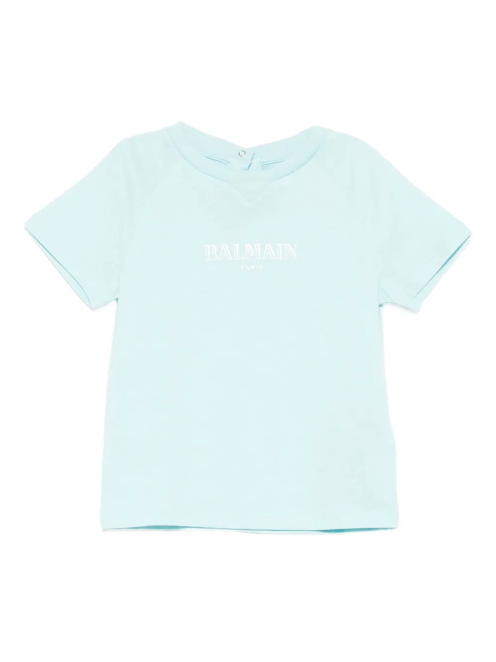 

Футболка с логотипом и застежкой на кнопку Balmain Kids, синий