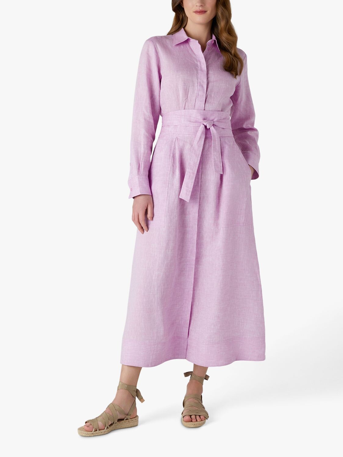 

Jasper Conran London Льняное платье-рубашка Delilah, светло-розовое