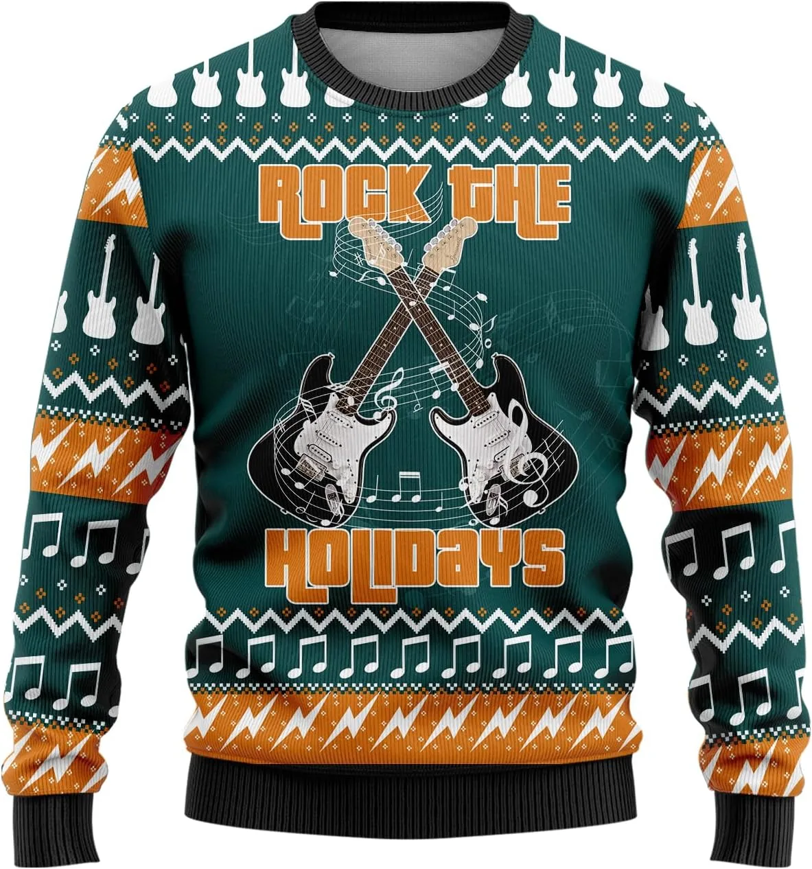 

Рождественский свитер с гитарой для женщин — Music Cheer V-DECORPARKS