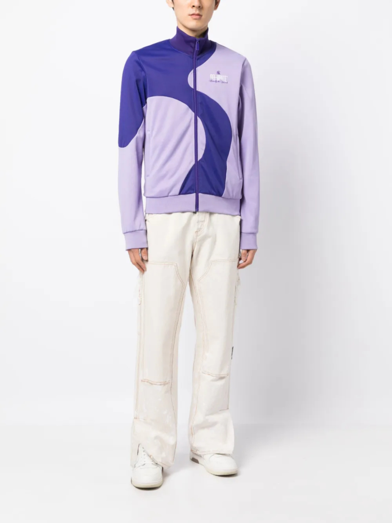 Off-White спортивная куртка в стиле колор-блок, фиолетовый — фото 2