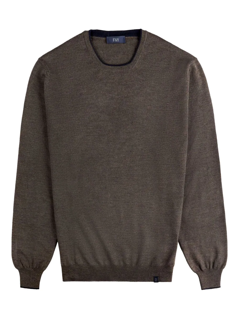 

Джемпер с круглым вырезом и налокотниками Fay, коричневый