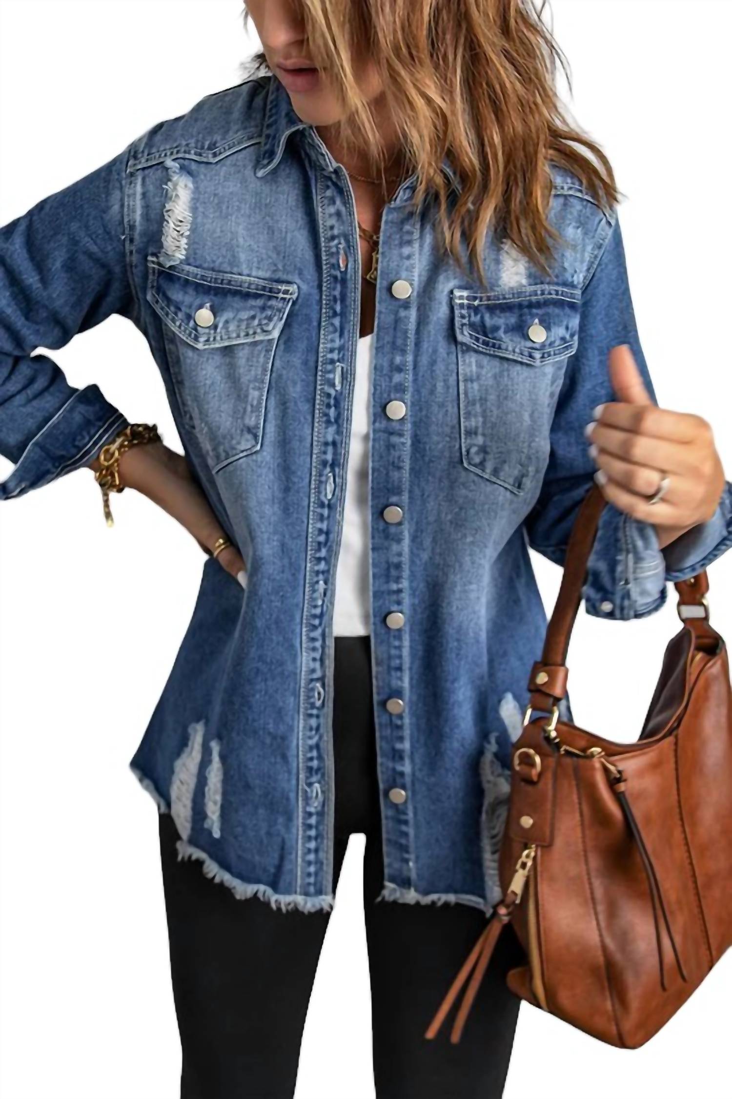 

Джинсовая куртка из шамбре Shewin, цвет chambray