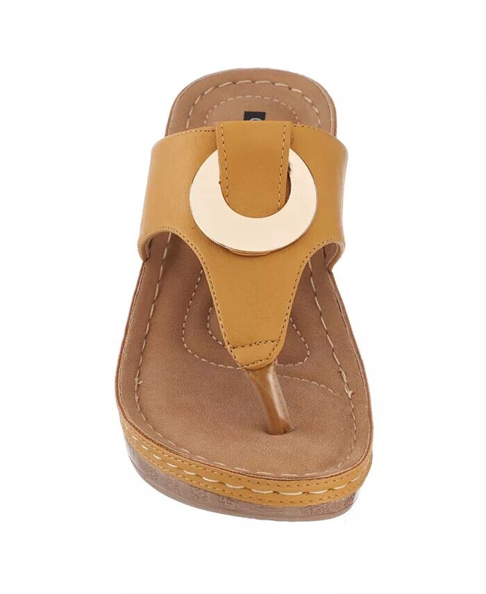 Женские босоножки Genelle Thong на танкетке GC Shoes, желтый — фото 3