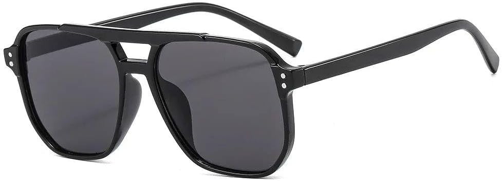 

Винтажные солнцезащитные очки для женщин и мужчин, толстая оправа, двойная перемычка, стильные женские многоугольные солнцезащитные очки с защитой от УФ-излучения UV400 HYYZZC, C1