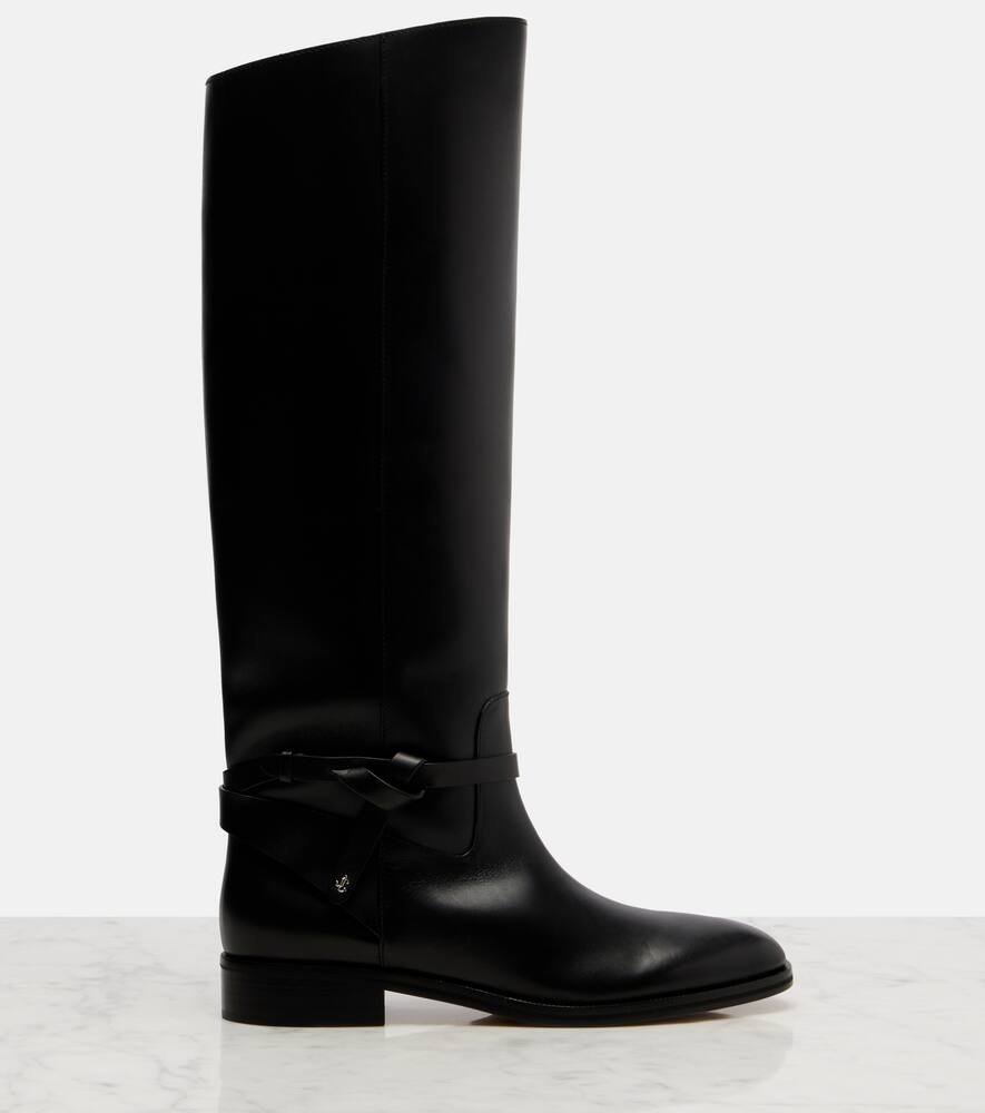 Лоутон кожаные высокие ботинки до колена Jimmy Choo, Black/Blac — фото 4