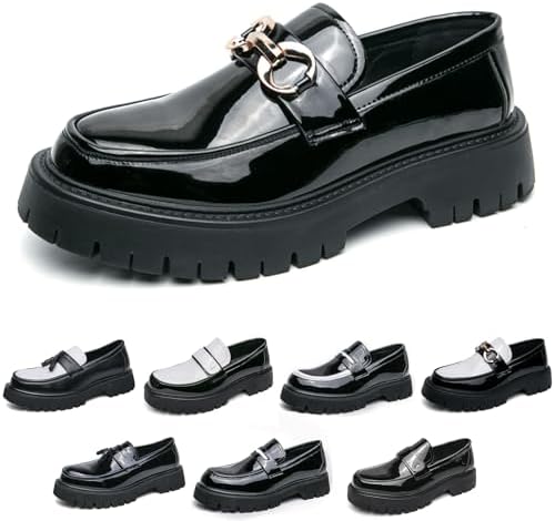 

Черно-белые двухцветные массивные лоферы на платформе Penny, классические слипоны с рифленой подошвой, деловая и рабочая обувь, повседневные нескользящие амортизирующие туфли, большой размер 5.5-14 Nekgnl