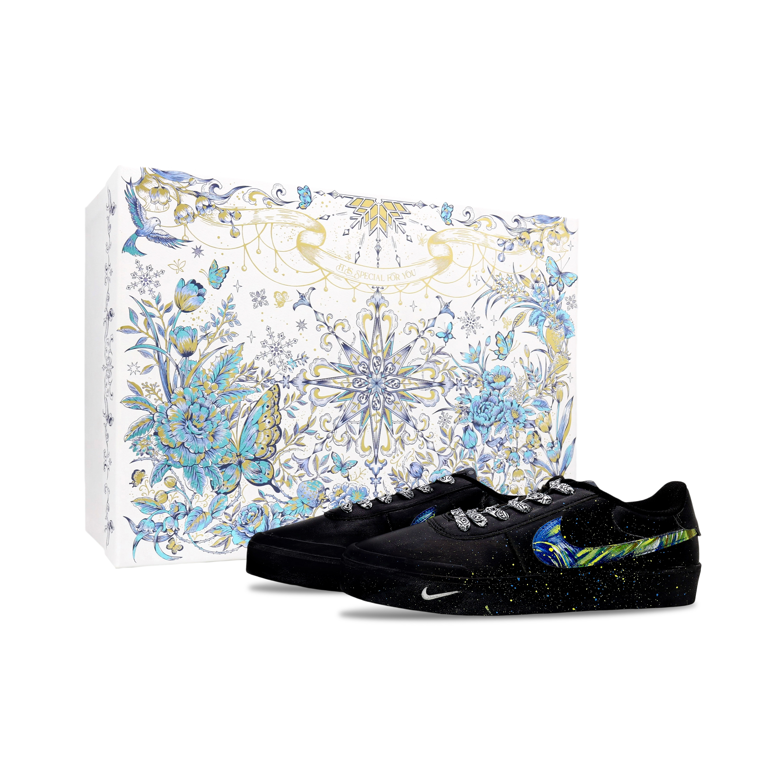 

Nike Легкие низкие кроссовки для скейтбординга Court Shot Starry Night с амортизацией, мужские, черно-синие