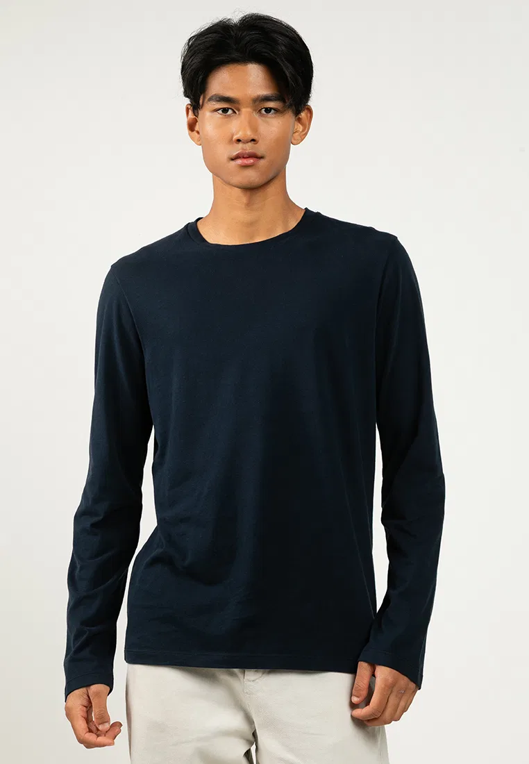 Футболка с длинным рукавом, классическая, Essential Top Superdry, темно-синий