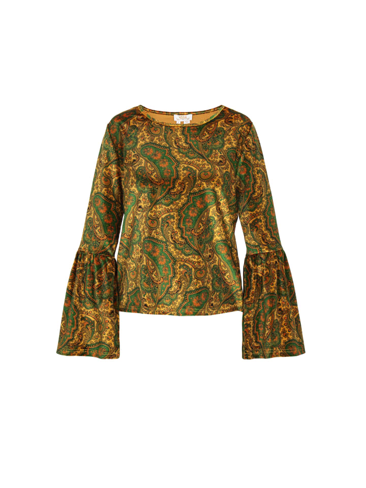 

Женская блузка желтого цвета с разноцветными вставками usha FESTIVAL