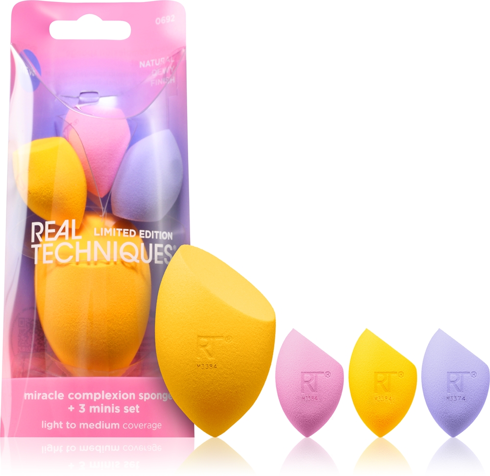 

Спонж для макияжа Miracle + 3 мини-набора спонжей для макияжа Real Techniques, 4 шт