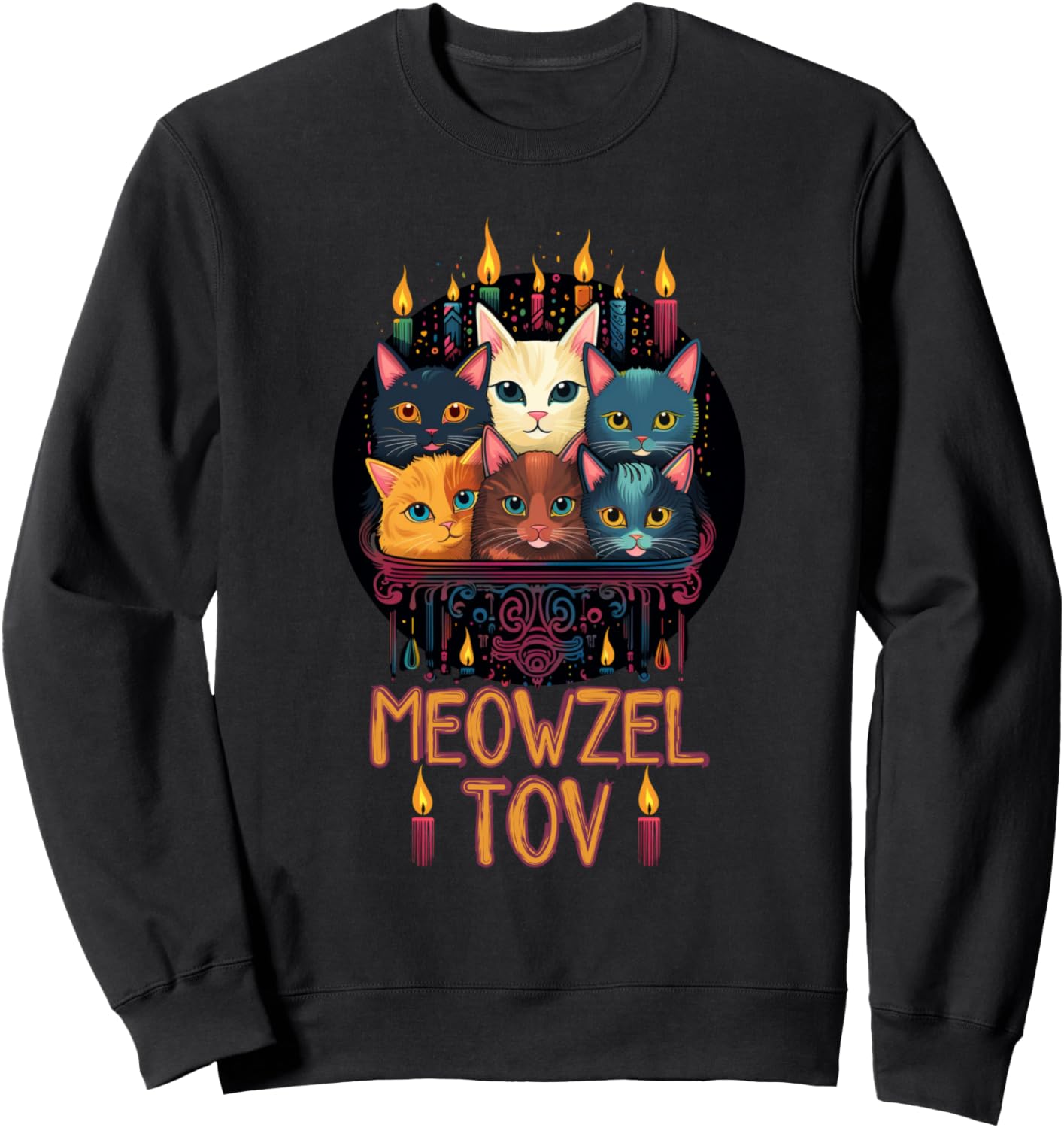 

Толстовка с графическим принтом Мяузел Тов Ханука Ugly Hanukkah Cat Lover, черный