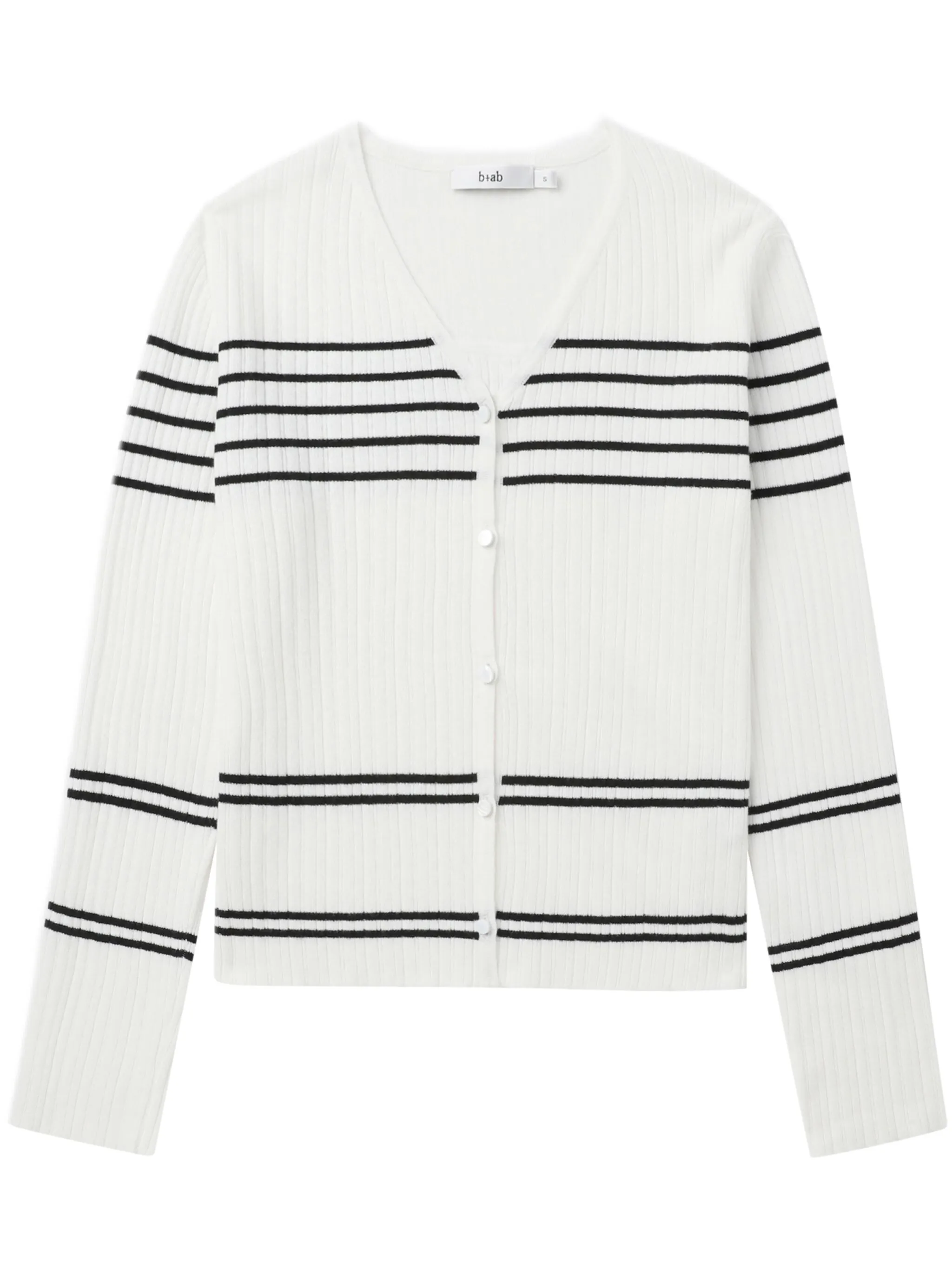 

Полосатый кардиган с V-образным вырезом B+Ab, белый