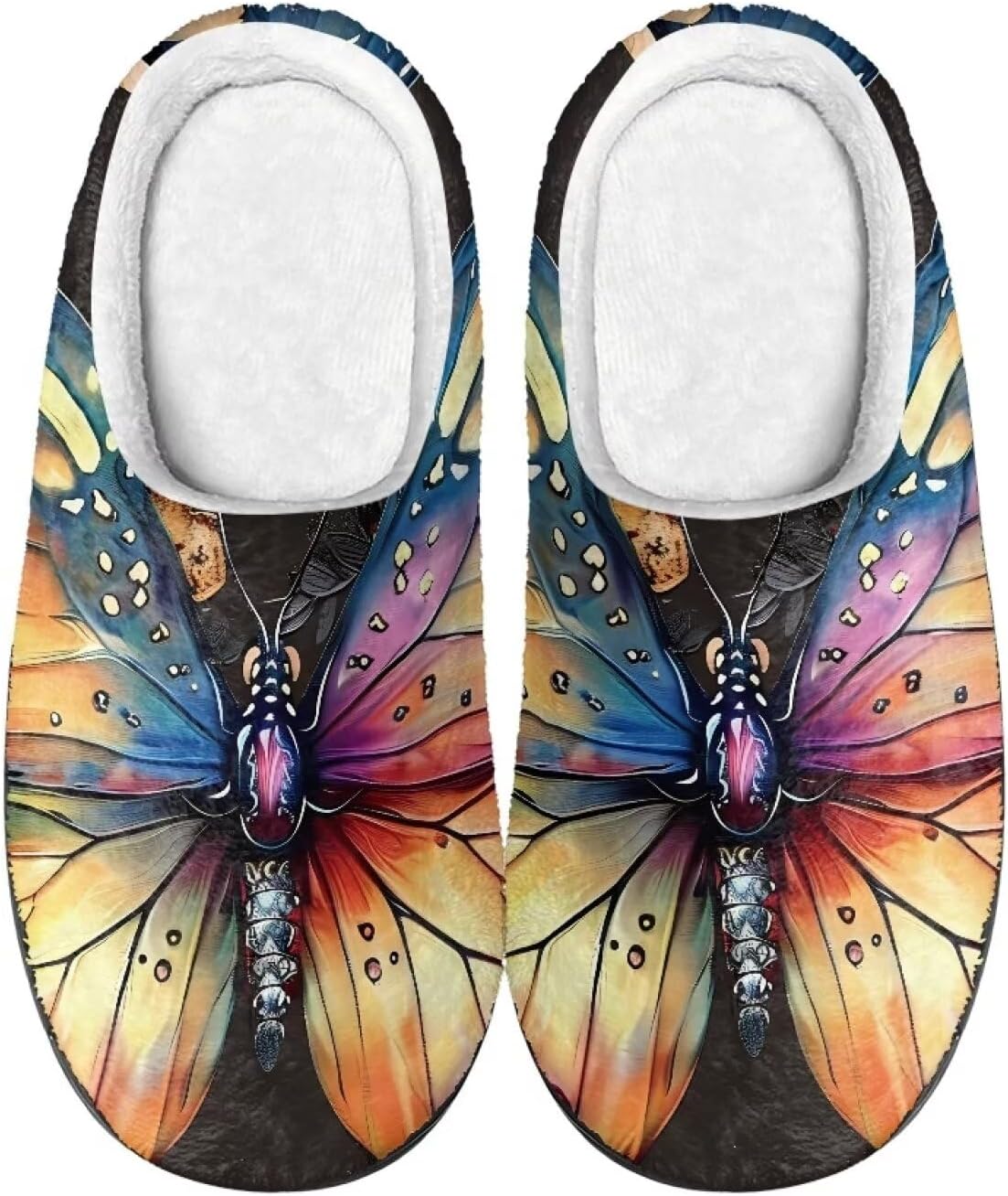 

Semiouray Autumn Halloween Унисекс-взрослые тапочки с подошвой EVA и туфли Tie-Dye House Тапочки для дома и на улице для дома и на улице, Colorful Butterfly
