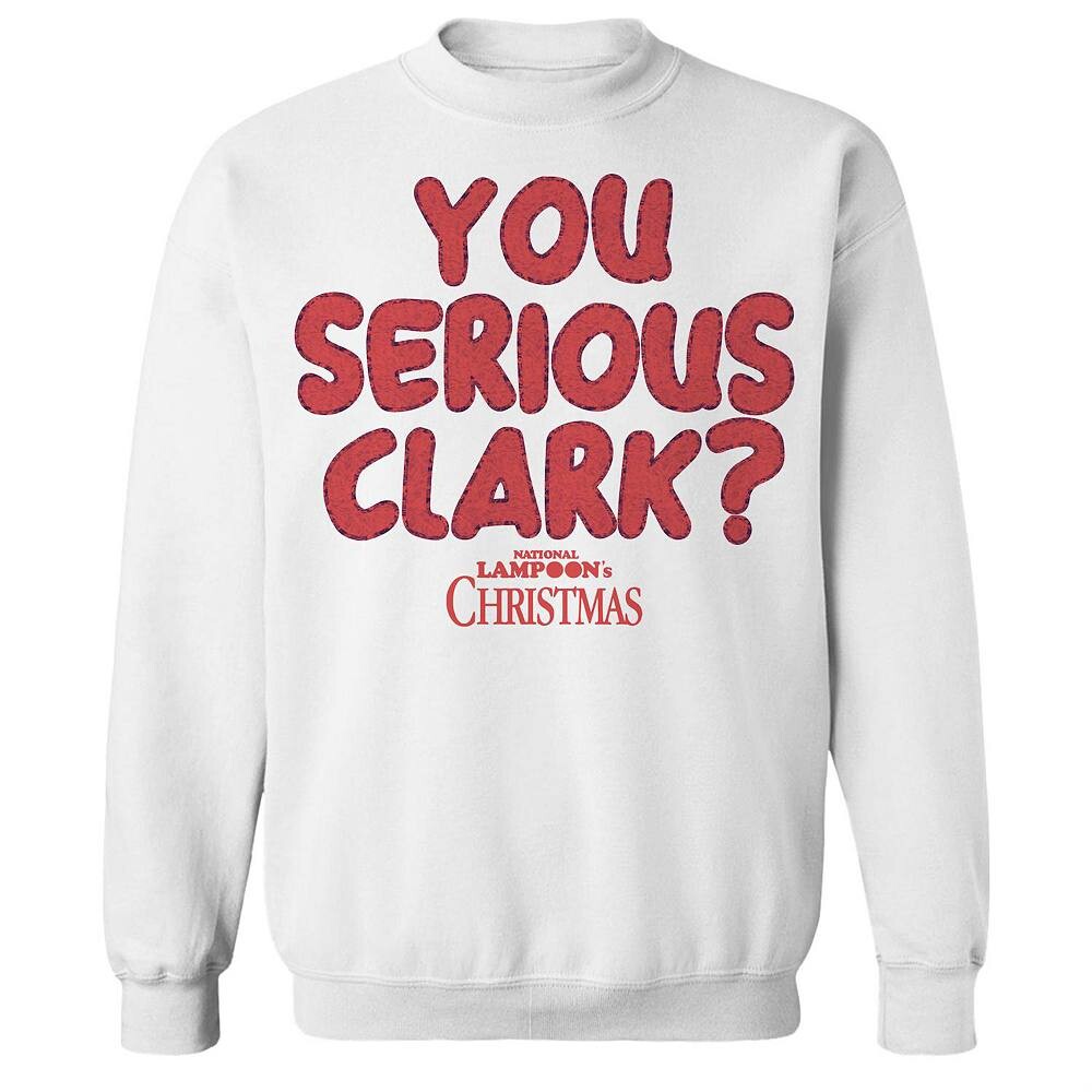 

Мужской флисовый свитшот с рисунком You Serious Clark Red National Lampoon's Christmas Vacation Licensed Character, белый