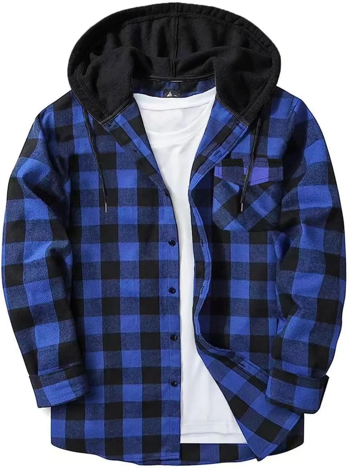 

Рубашка на пуговицах мужская Color Block Oversized с длинным рукавом и капюшоном lcziwo