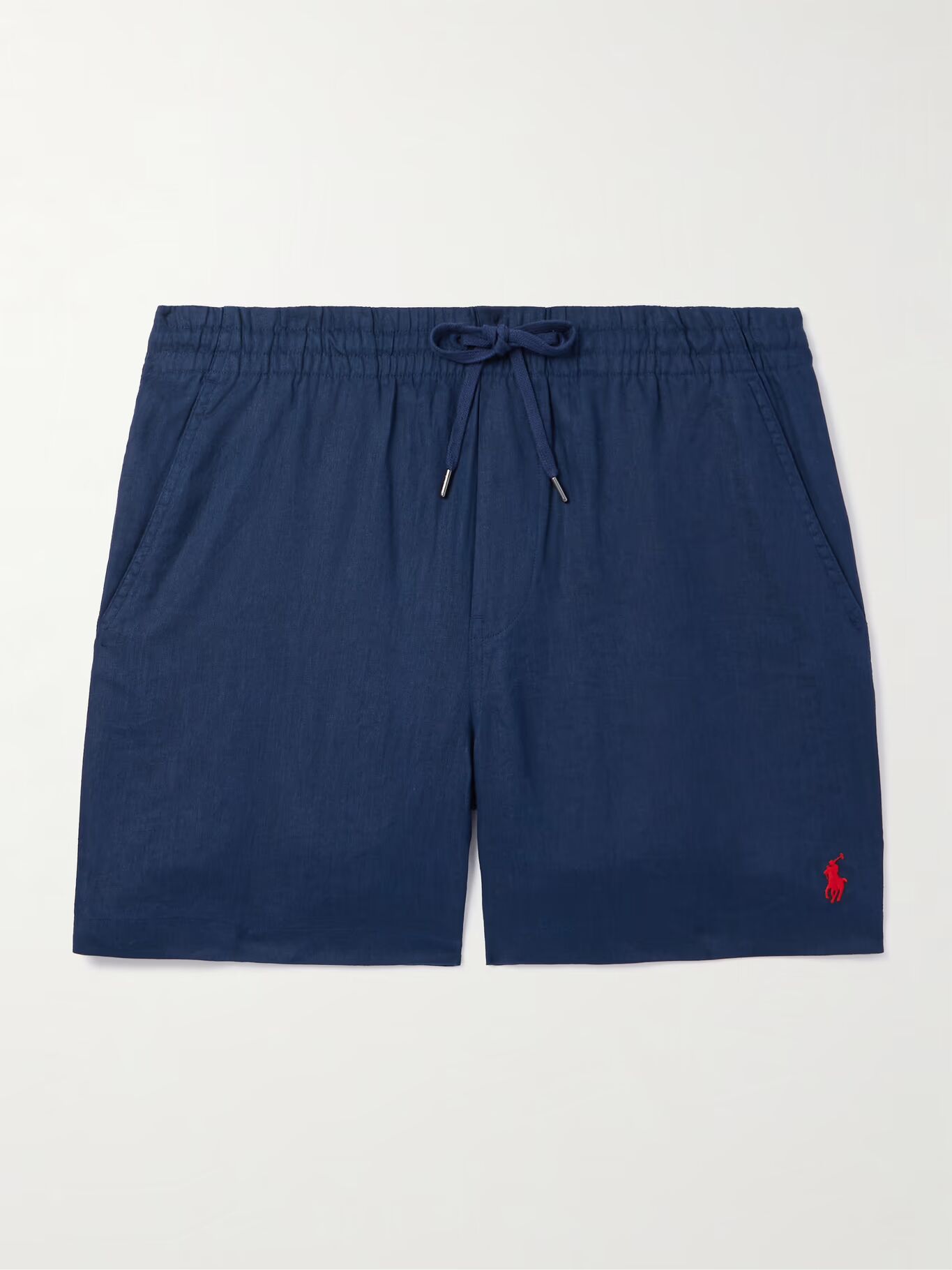 

Прямые льняные шорты Prepster с вышитым логотипом и завязками POLO RALPH LAUREN, темно-синий