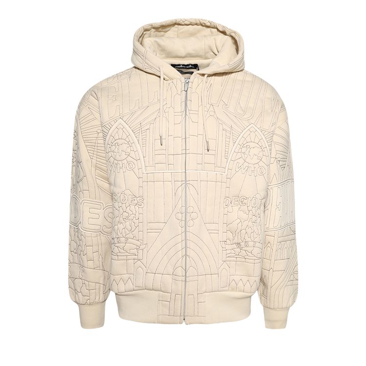 

Худи Who Decides War x Pelle Pelle Cathedral Zip-Up Hoodie 'Cream', белый