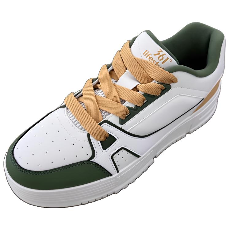 361° Slip Resistant Abrasion Resistant Low top Skateboard Shoes Men's White Green — фото 4