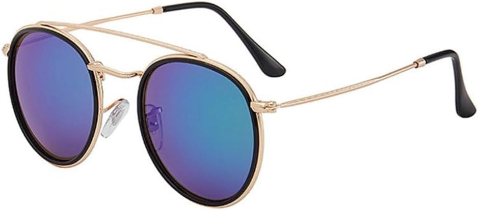 

Ретро круглые металлические солнцезащитные очки для мужчин и женщин в стиле стимпанк, металлическая оправа, модные очки с защитой от УФ-излучения UV400 TYUVIVO, Gold Green