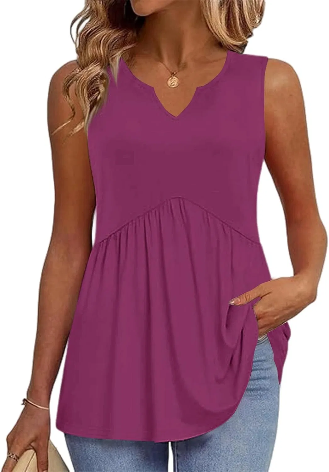 Женский топ на бретелях, легкий, повседневный, Polyester Spandex, 3-purple — фото 4