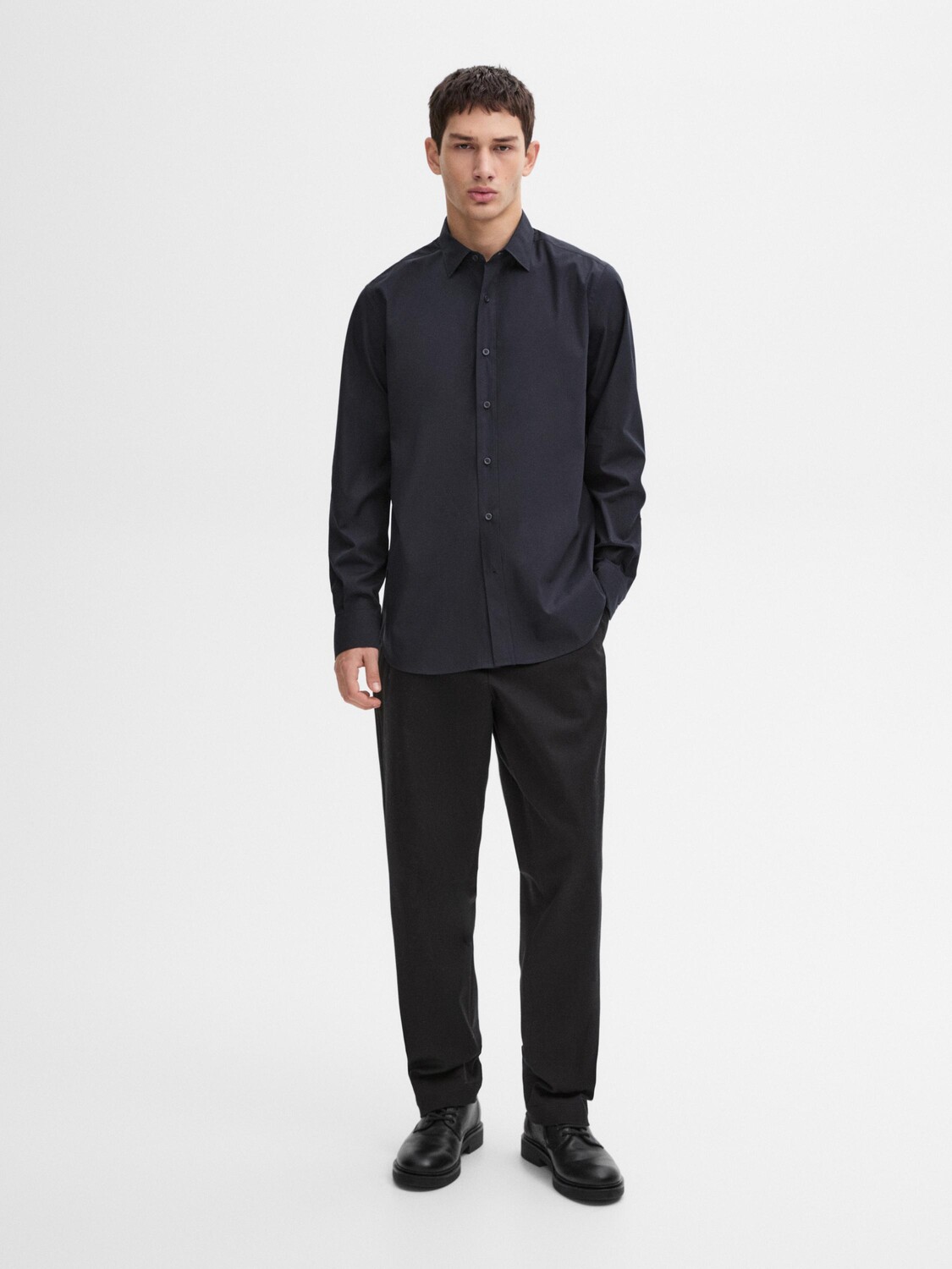 

Рубашка из 100% хлопкового поплина Massimo Dutti, синий