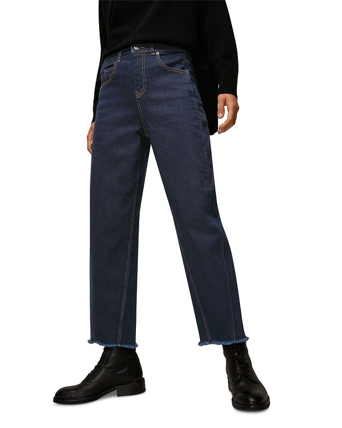 

Узкие брюки-бананы из плотного денима в темно-синем цвете Whistles, синий