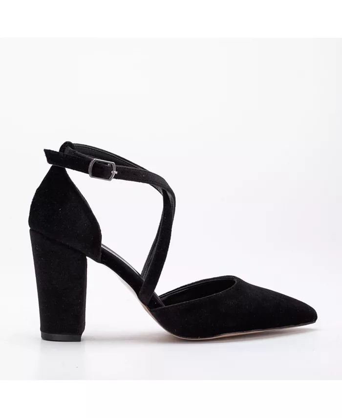 Сина Босоножки на высоком каблуке с перекрещивающимися ремешками Forever & Always Shoes, черный