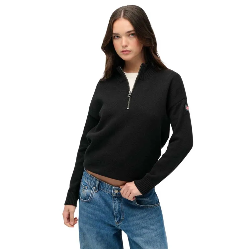 

Свитер Superdry Slouchy Knitted half zip, черный