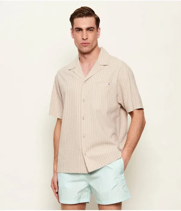 Рубашка relaxed fit Emporio Armani, бежевый