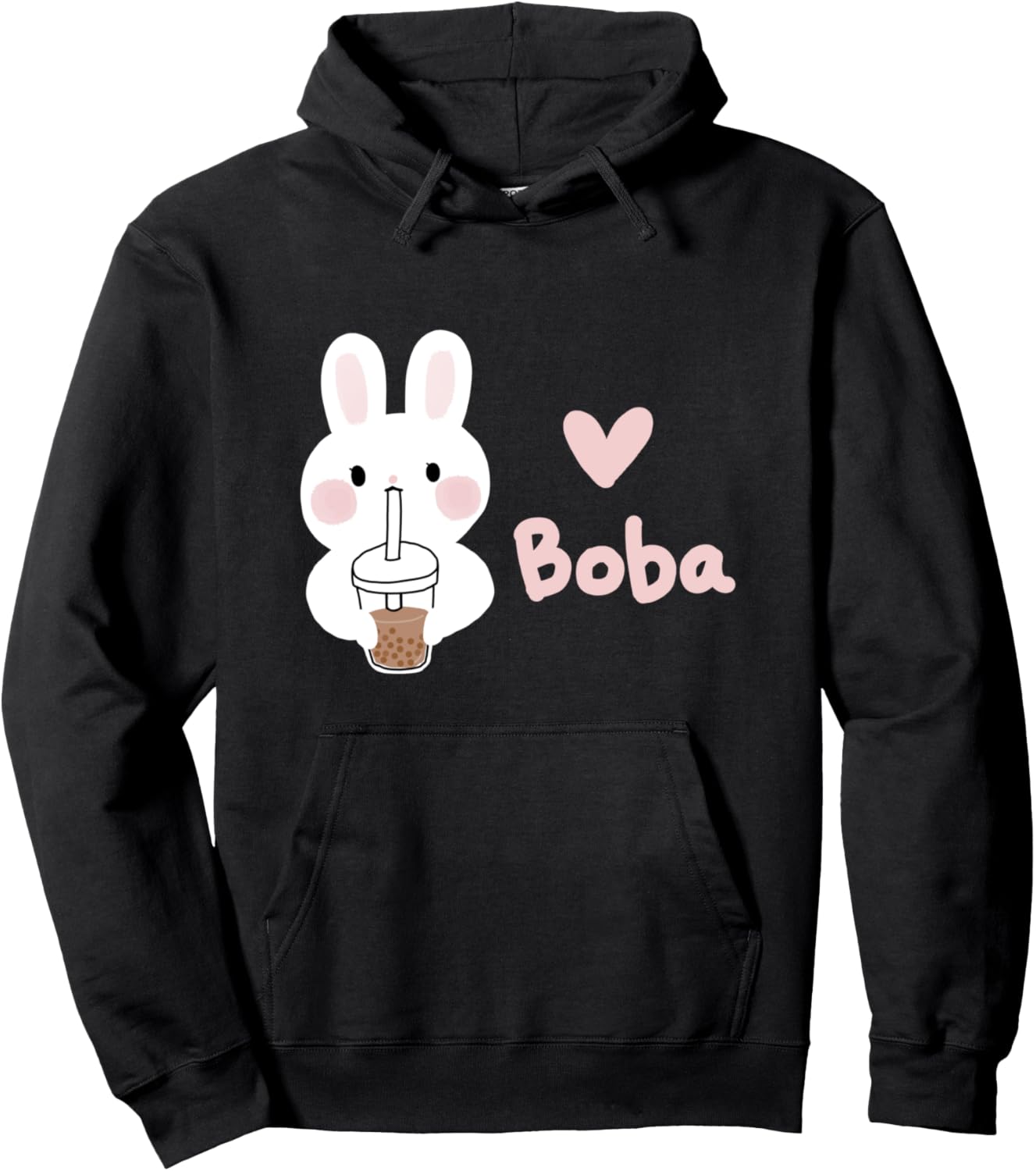 

Милый кролик, чай боба с молоком, толстовка с принтом «чай с шариками тапиоки» Atelier Mushroom, черный