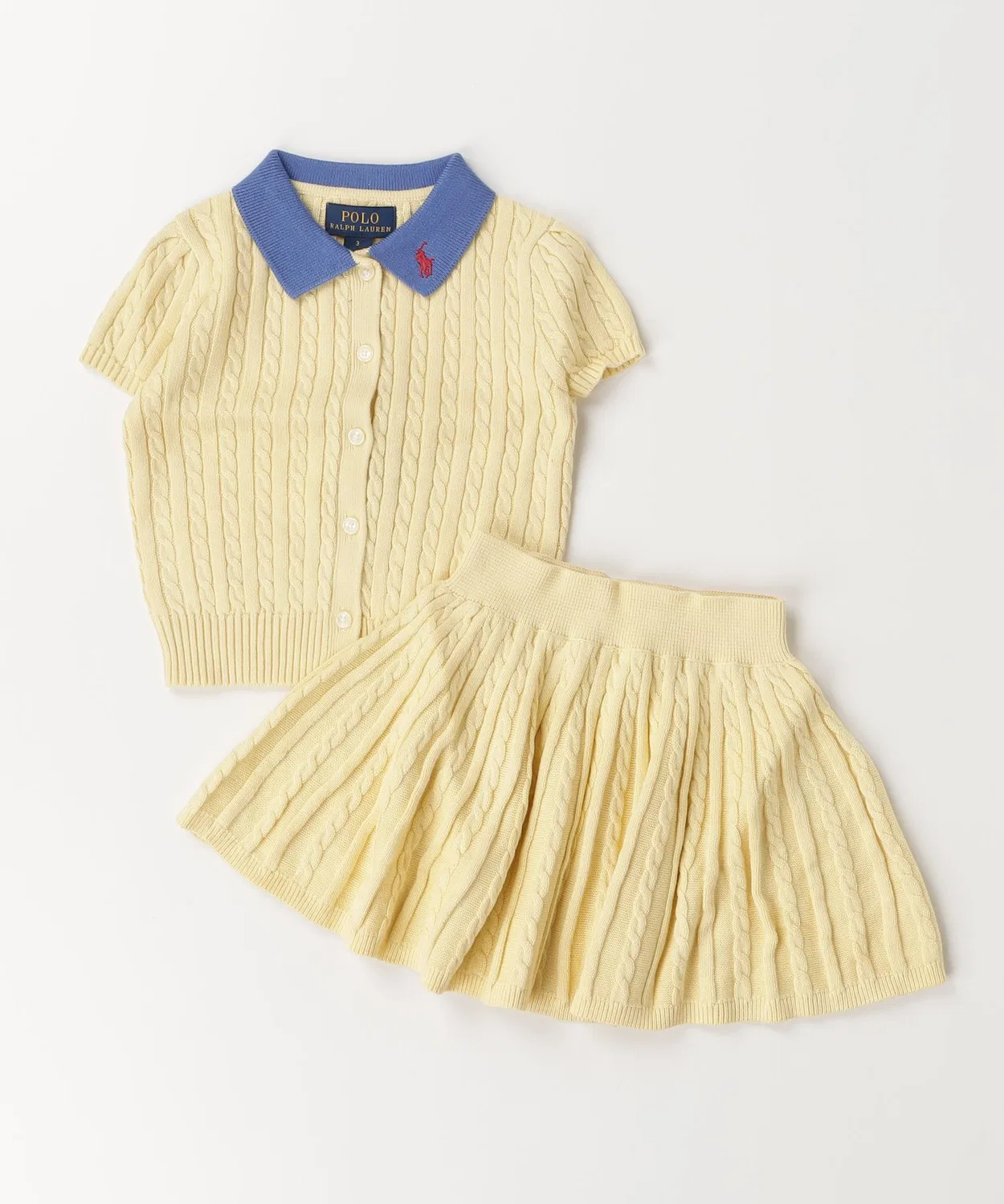 Детский костюм из топа и юбки Polo Ralph Lauren хлопковый жёлтый — фото 3