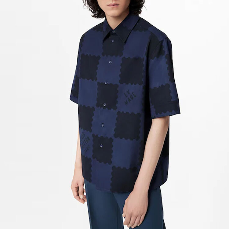 Новые квартальные продукты LV Shirt Men Dark Blue Louis Vuitton, темно-синий — фото 4