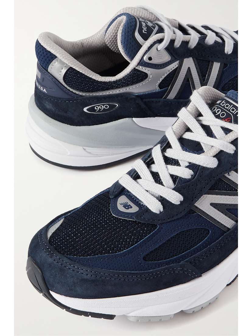 Кроссовки из замши и сетки с металлической резиновой отделкой 990v6. New Balance, синий — фото 4