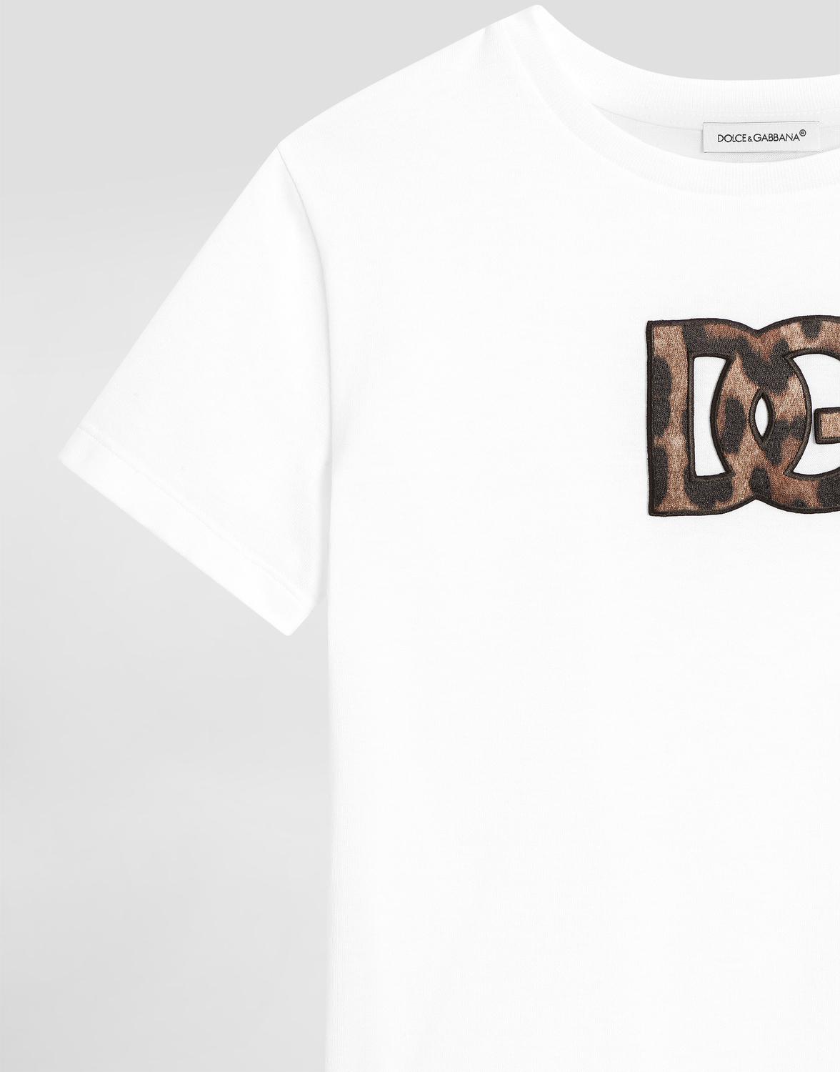 Футболка из джерси с нашивкой dg с леопардовым принтом Dolce & Gabbana, белый — фото 4