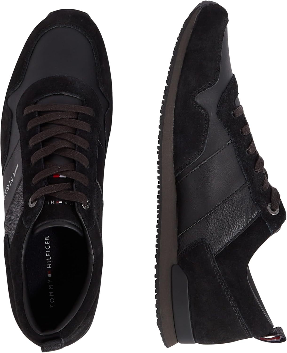 Мужские кроссовки Tommy Hilfiger Iconic из кожи и замши, черный — фото 3