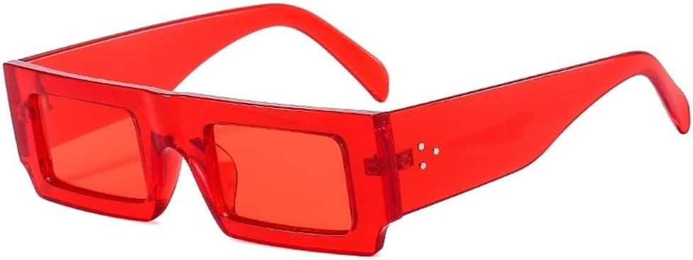 

Популярные модные квадратные солнцезащитные очки для женщин, винтажные очки конфетных цветов, мужские модные солнцезащитные очки с заклепками, солнцезащитные очки UV400 SKFGNX, Red Red