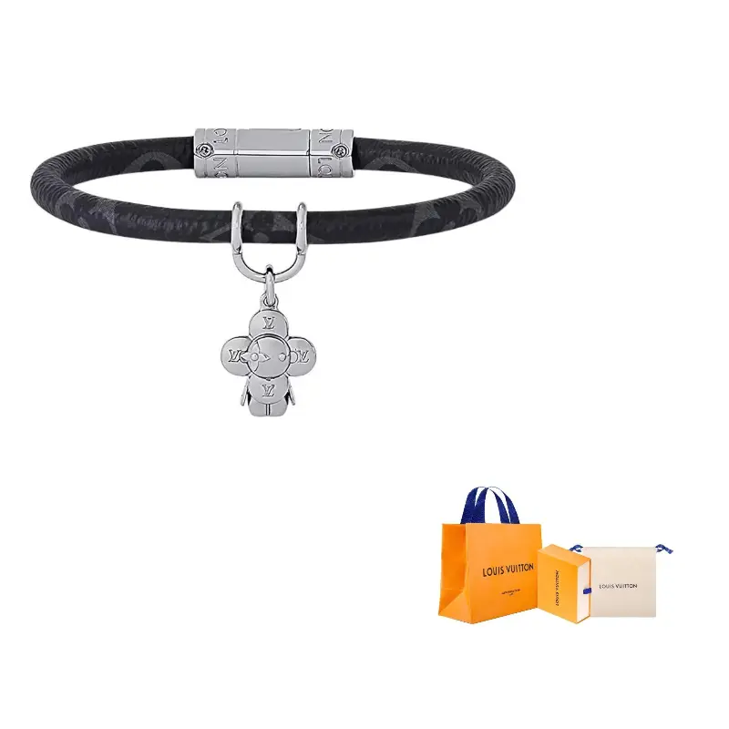 

LOUIS VUITTON Браслеты Canvas для мужчин, черный/серебристый